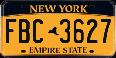 NY license plate FBC3627