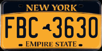 NY license plate FBC3630