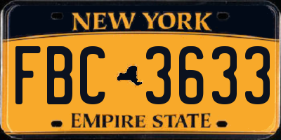 NY license plate FBC3633