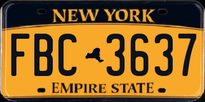 NY license plate FBC3637