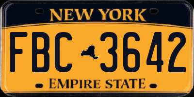 NY license plate FBC3642