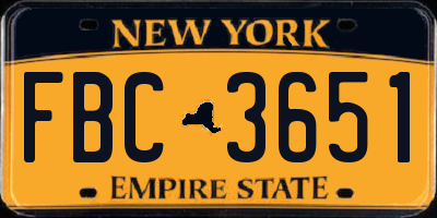 NY license plate FBC3651