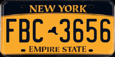 NY license plate FBC3656