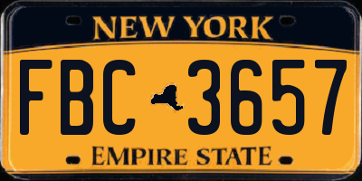 NY license plate FBC3657
