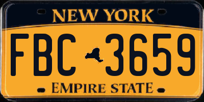NY license plate FBC3659
