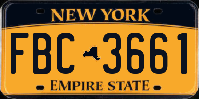 NY license plate FBC3661