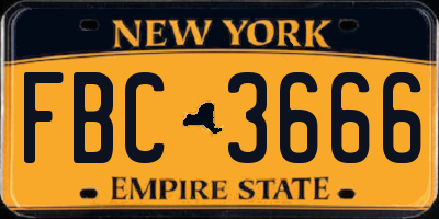 NY license plate FBC3666