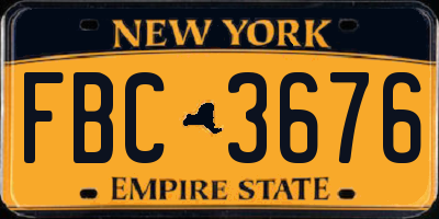 NY license plate FBC3676