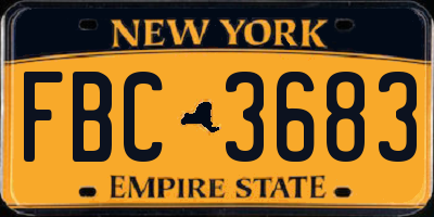 NY license plate FBC3683