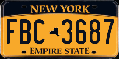 NY license plate FBC3687