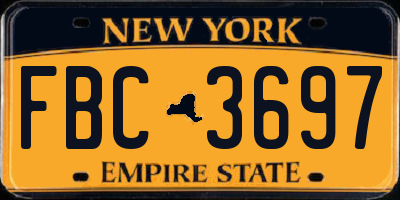 NY license plate FBC3697