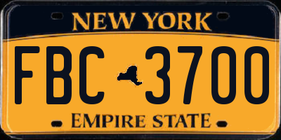 NY license plate FBC3700