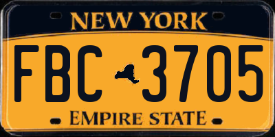 NY license plate FBC3705