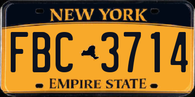 NY license plate FBC3714