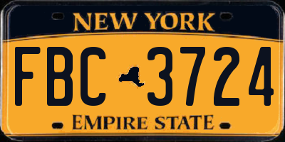 NY license plate FBC3724
