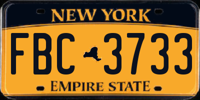NY license plate FBC3733