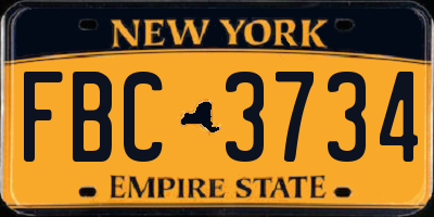 NY license plate FBC3734