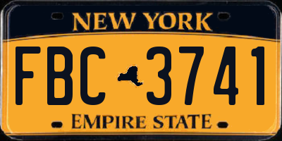 NY license plate FBC3741