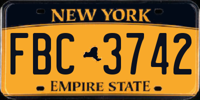 NY license plate FBC3742