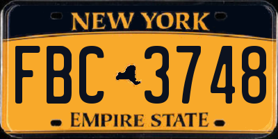 NY license plate FBC3748