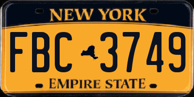 NY license plate FBC3749