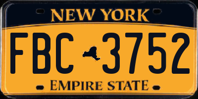 NY license plate FBC3752