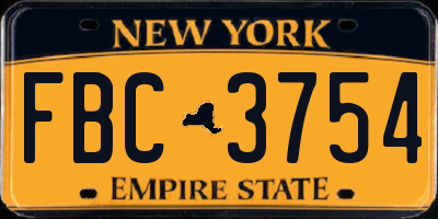 NY license plate FBC3754