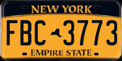 NY license plate FBC3773