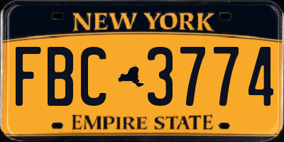 NY license plate FBC3774