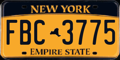 NY license plate FBC3775