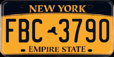 NY license plate FBC3790