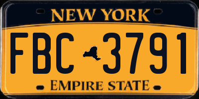NY license plate FBC3791