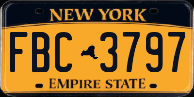 NY license plate FBC3797