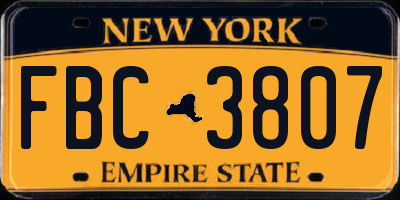 NY license plate FBC3807