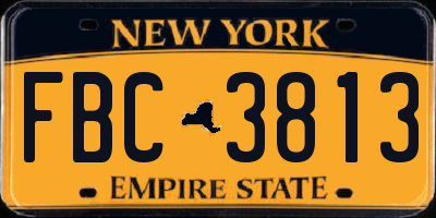 NY license plate FBC3813