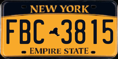 NY license plate FBC3815