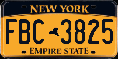 NY license plate FBC3825
