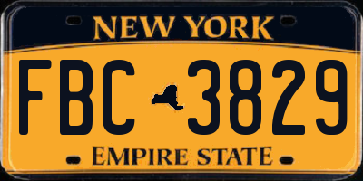 NY license plate FBC3829