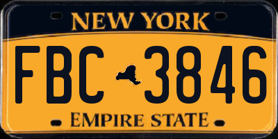 NY license plate FBC3846