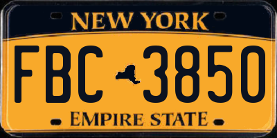 NY license plate FBC3850
