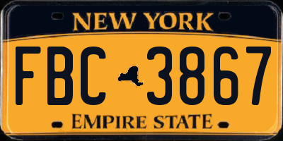 NY license plate FBC3867