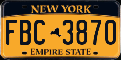 NY license plate FBC3870