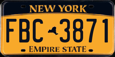NY license plate FBC3871