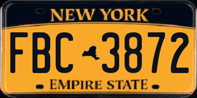 NY license plate FBC3872
