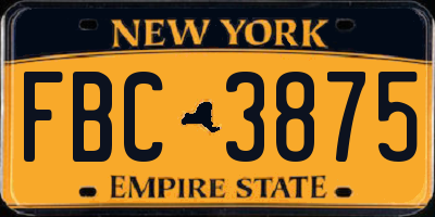 NY license plate FBC3875