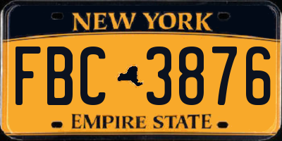 NY license plate FBC3876