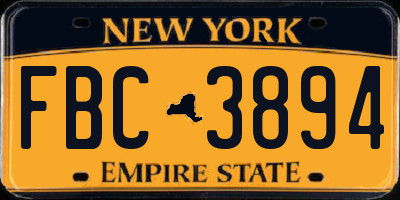 NY license plate FBC3894