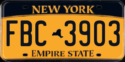 NY license plate FBC3903