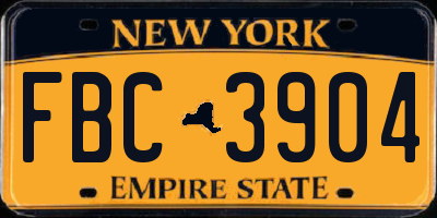 NY license plate FBC3904
