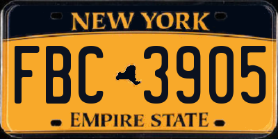 NY license plate FBC3905